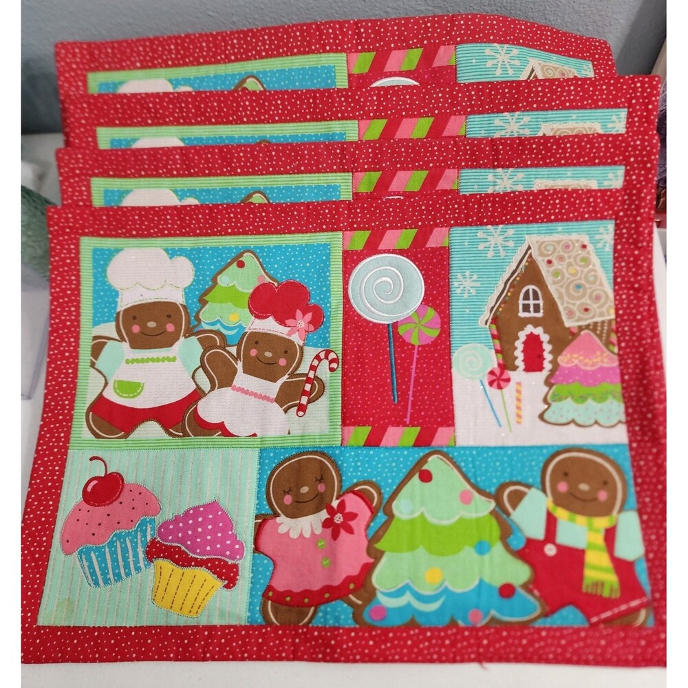 4 Kohls St Nicholas Square Gingerbread House Patch Work  Christmas Place Mats